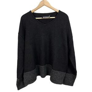 Peruvian Connection Black V-Neck Sweater 100% Alpaca Knit Size XL Women’s